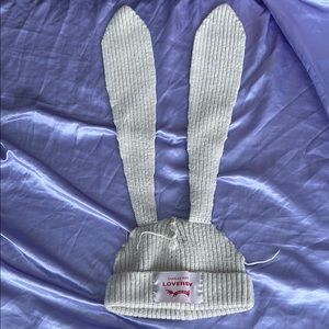 White Rabbit Ear Knit Hat